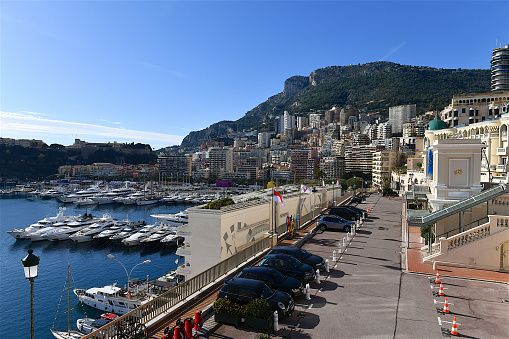 Monaco-ville, Monaco-11 20 2023: View of the town and harbor of Monaco.
