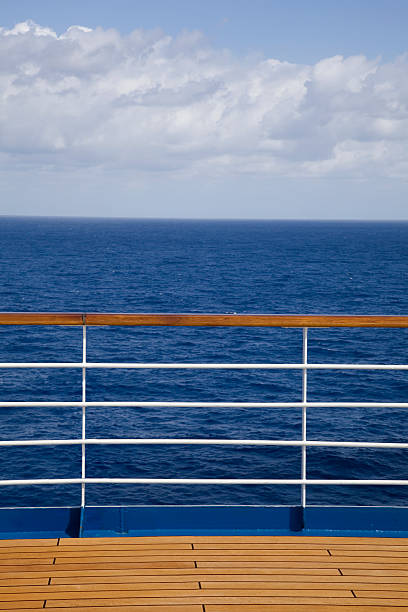 Boat deck and railing stock photo