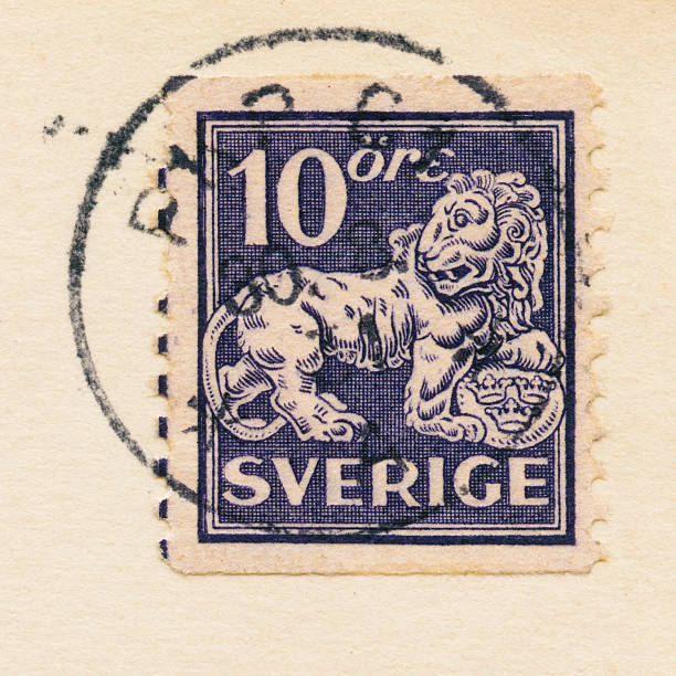 istock Vintage Swedish standing lion stamp 1931 184995990