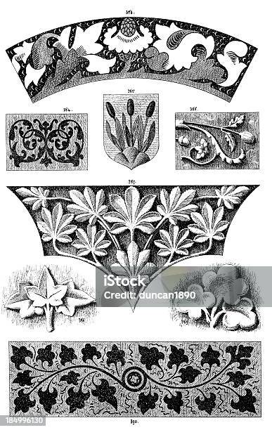 Arte Deisgn Elementos Ornamentais Vitoriana - Arte vetorial de stock e mais imagens de Enfeite - Enfeite, Estilo Vitoriano, Estilo retro