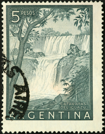 Iguazu Falls on an old Argentina postage stamp