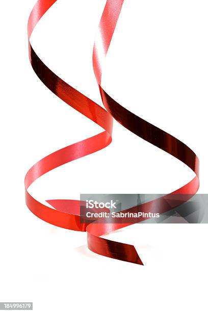 Red Ribbon Hanging Down Stock Photo - Download Image Now - Ribbon - Sewing Item, White Background, Streamer