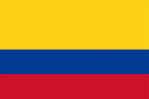 Vector illustration of Colombia flag. Correct proportion aspect ratios of national flags. Official colors. Vector illustration EPS10