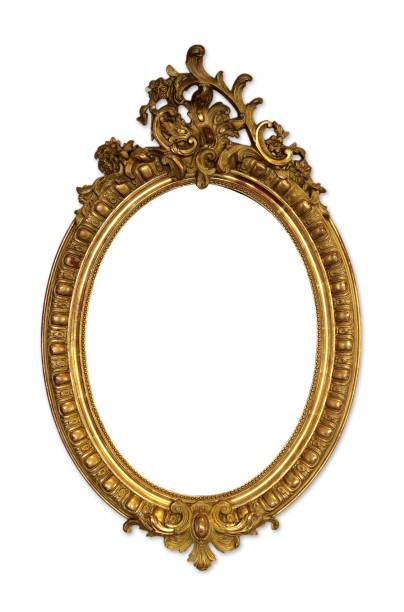 marco ornamentado (aislado) - round mirror fotografías e imágenes de stock
