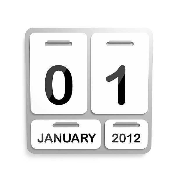 Metal Calendar - 01 January 2012 A metal wall calendar isolated on a white background. Clipping path supplied with file.Check out the other images in this series here... january 2012 calendar stock pictures, royalty-free photos & images