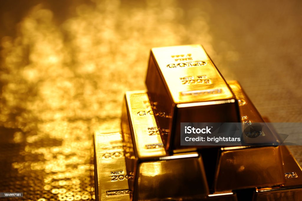 Stack of gold bars Stack of gold bars. Ingot Stock Photo