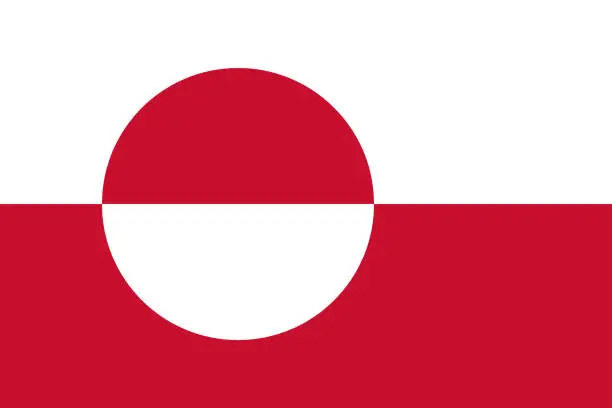 Vector illustration of Greenland flag. Correct proportion aspect ratios of national flags. Official colors. Vector illustration EPS10
