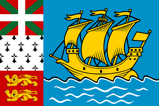 Saint-Pierre and Miquelon flag. Correct proportion aspect ratios of national flags. Official colors. Vector illustration EPS10