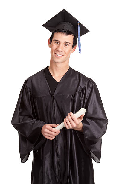 istock Young Man Wearing Graduation Cap and Gown 184998319