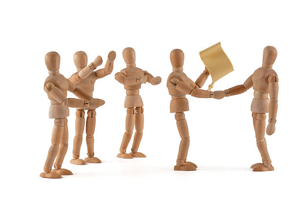 istock Wooden Mannequin congratulate with certificate 184998805