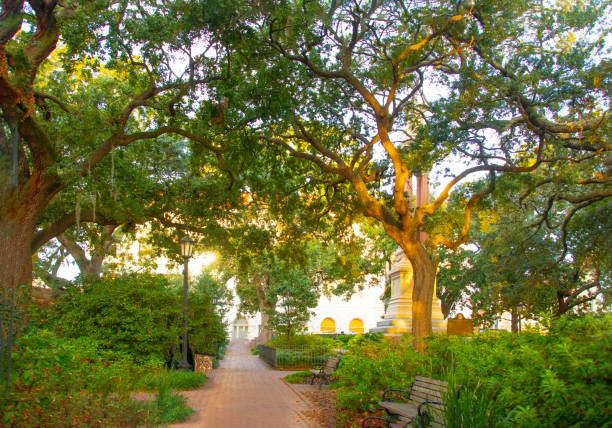 istock Brick Sidewalk-  A Peaceful Park in the Historic District- Savannah, Georgia 1849989481