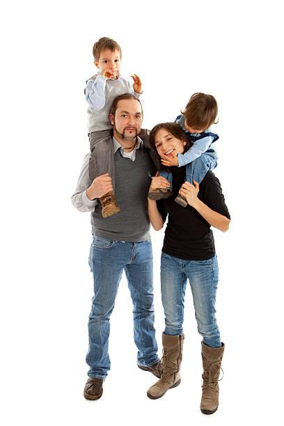 Indoor portrait of asian family at home