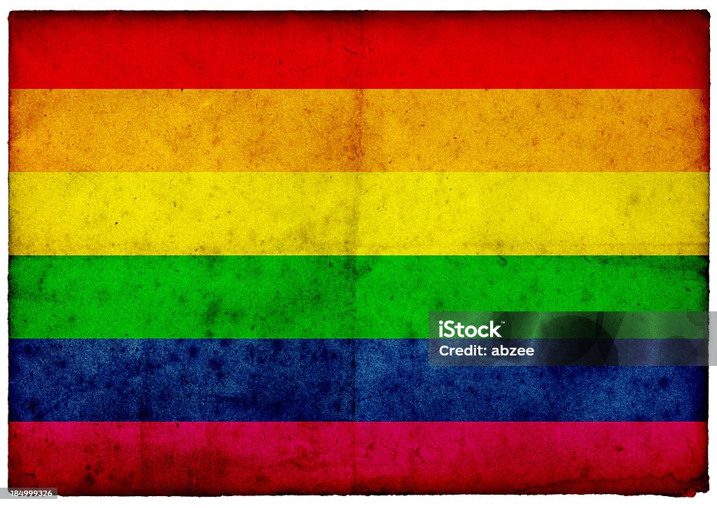 Grunge-Gay Pride Flagge auf rauen Kanten alte Postkarte - Lizenzfrei Pride - LGBTQI-Veranstaltung Stock-Foto