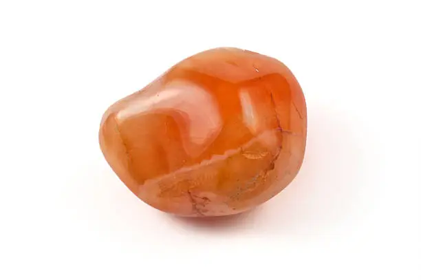 Photo collection of half-precious stones and gem stones. Here shown: Carnelian. 