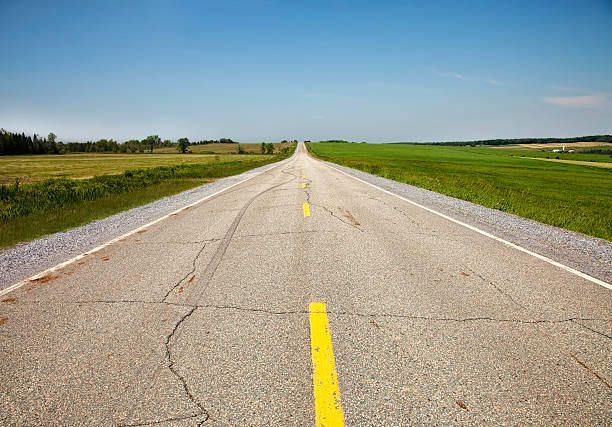 istock Country road with skid marks 184999869
