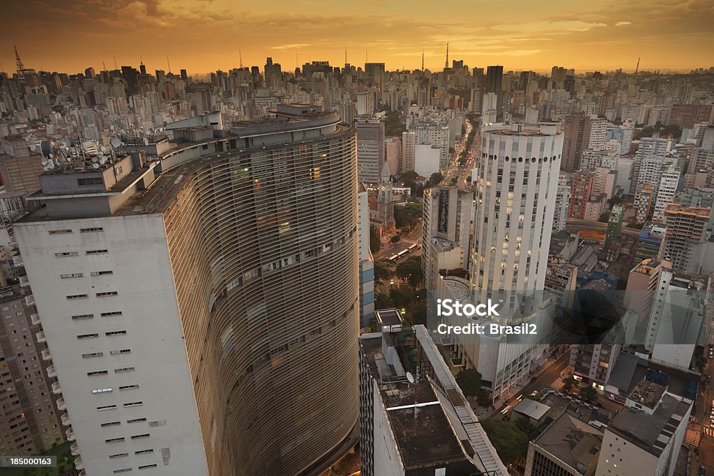 Sao Paulo in the afternoon "General view of the biggest city in Brazil,  SA#o Paulo ans its buildings" Copan Building Stock Photo