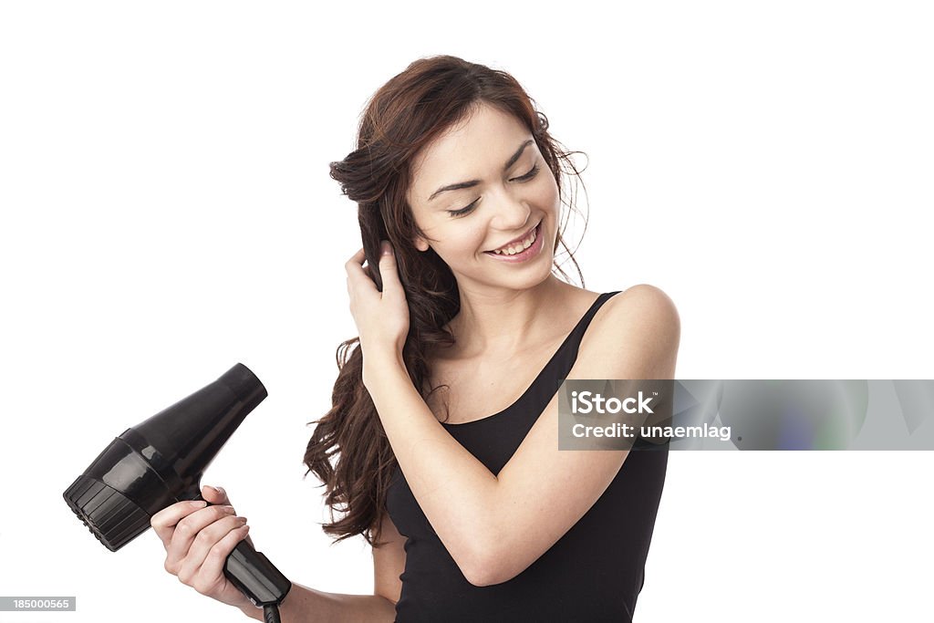 Mujer con pelo drayer - Foto de stock de Modelo de modas libre de derechos