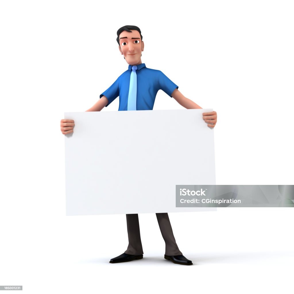 Empresário segurando placa branca - Foto de stock de Pessoa autêntica royalty-free