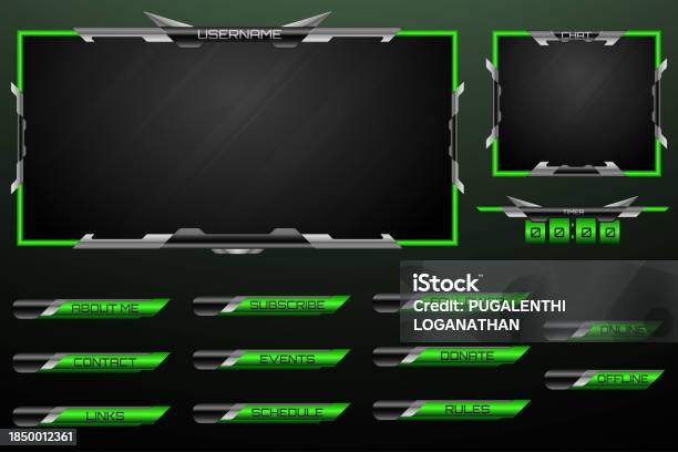 Photo Alert Screens Stream Overlay Webcam Screen Panel Frame With Metal And Green Borders ...