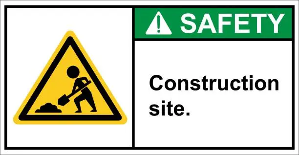 Vector illustration of There is construction ahead. construction site.,Sign safety