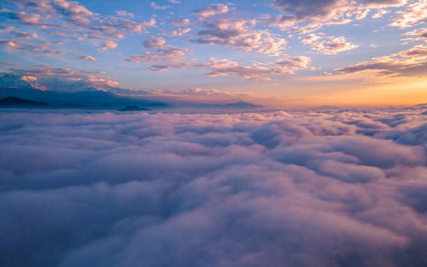 istock Drone view of Sunrise and cloud 1850017208