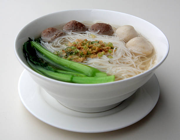Fish and Beef ball Vermicelli stock photo