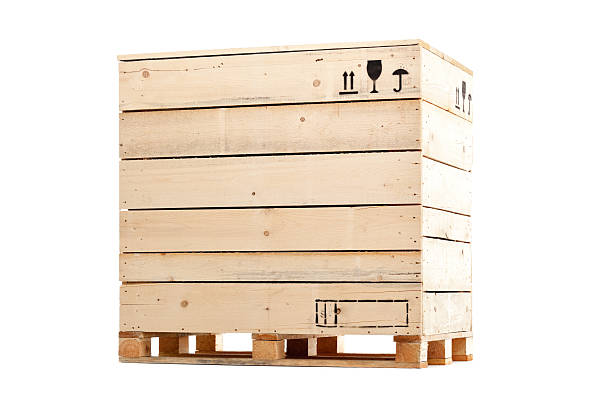 wooden cargo box closed wooden crate isolated on white crate stock pictures, royalty-free photos & images