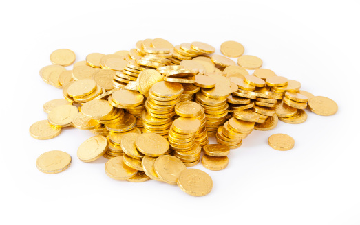 ancient golden coin with clipping path