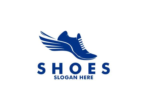 Vector illustration of Shoes with wing logo vector, Running logo vector template