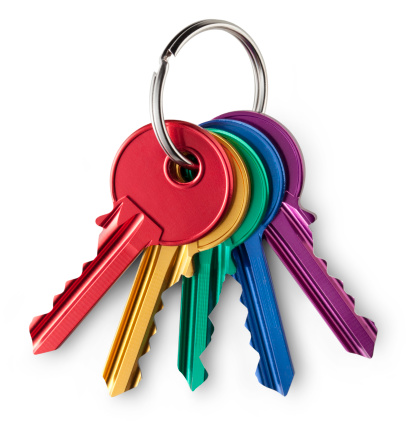 Bunch of colored keys. Photo with clipping path.Similar photographs from my portfolio: