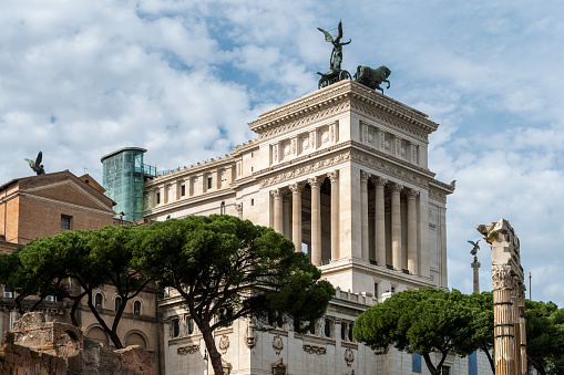 Partial view of the Victor Emmanuel II National Monument (Altar of the Fatherland) in Rome
