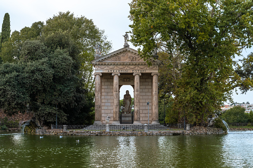 Temple of Aesculapius in the garden of the Villa Borghese in Rome