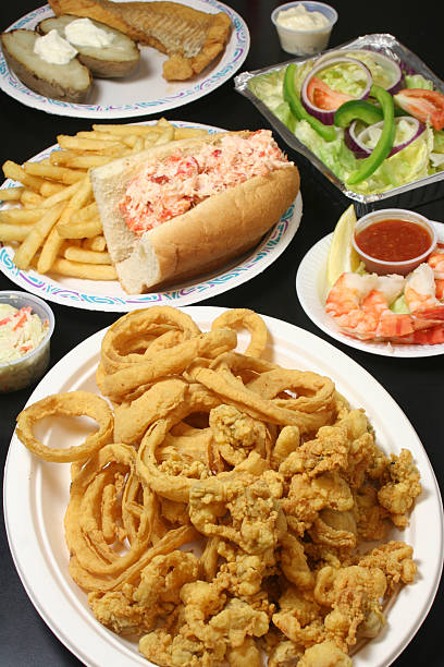 istock Assortment of Seafood Dinners To Go 185002378