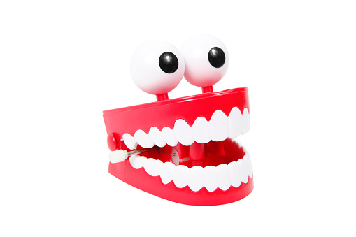 Joke Teeth (Chattering Teeth) on a white background. 