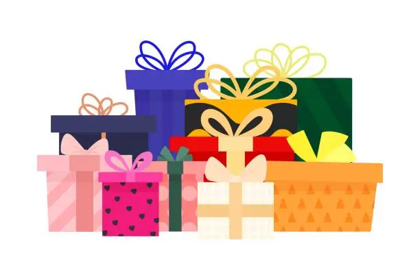 Vector illustration of Illustration of a big pile of gift boxes type four