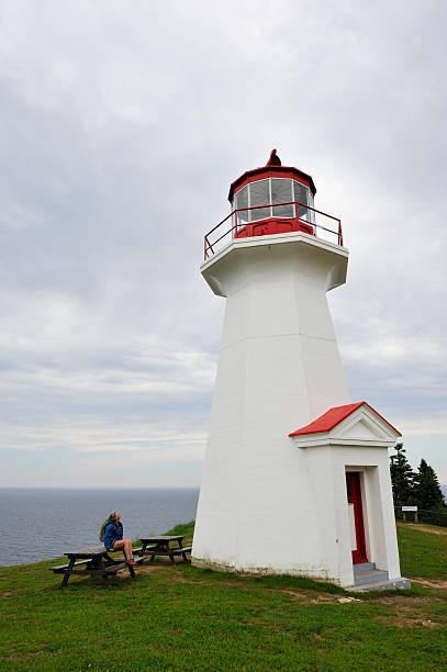 istock Woman looking at lighthouse 185003083