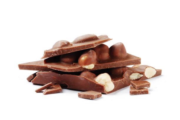 istock Milk chocolate bar with nut isolated on a white background. 1850033255