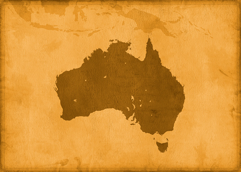 Old, vintage grunge australia map.