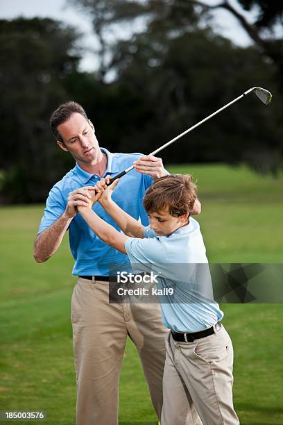골프는요 인스트럭터 조정 남자아이 왜고너의 그립 골프에 대한 스톡 사진 및 기타 이미지 - 골프, 교습, 학습