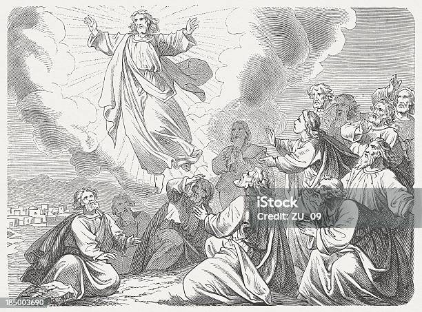 Ascension Of Christ Wood Engraving Published In 1877 Stock Illustration - Download Image Now