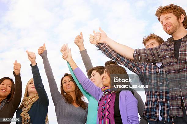 Young People Thumbs Up Stock Photo - Download Image Now - Multiracial Group, Organized Group, Achievement
