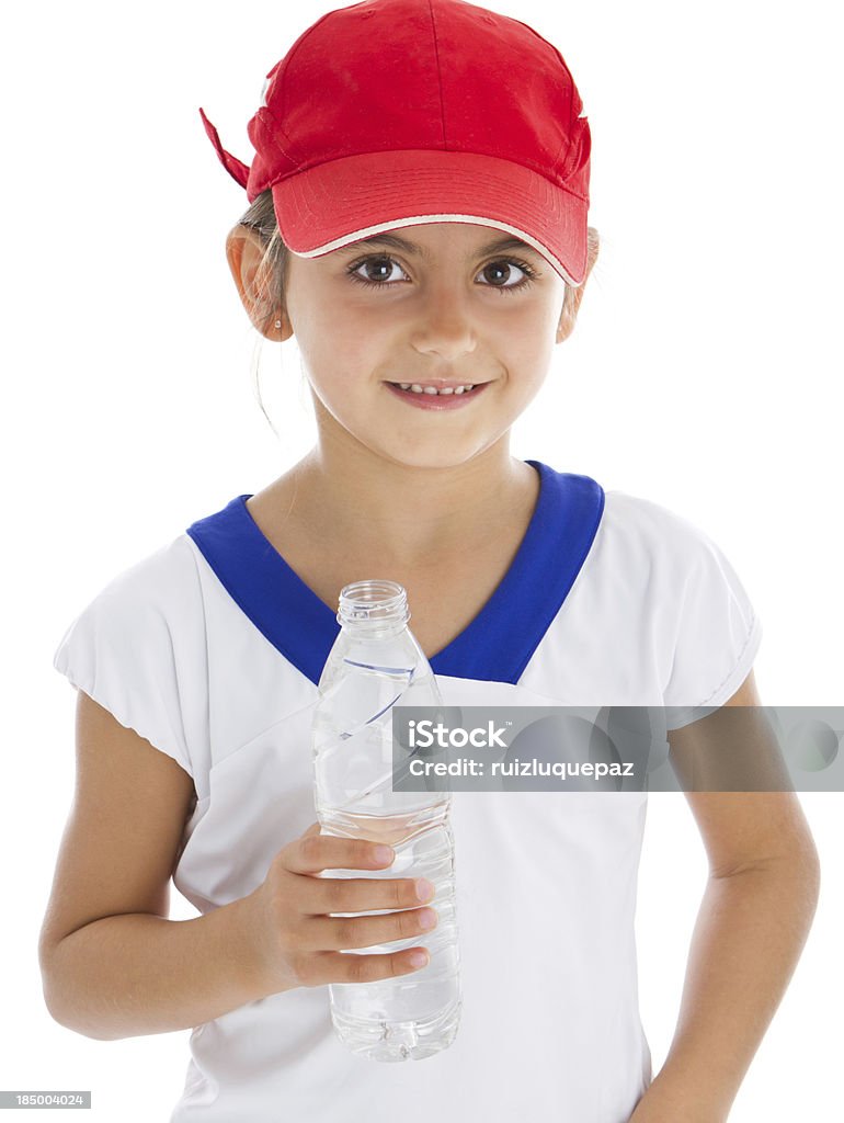 Tennista sorridente con racchetta - Foto stock royalty-free di 6-7 anni