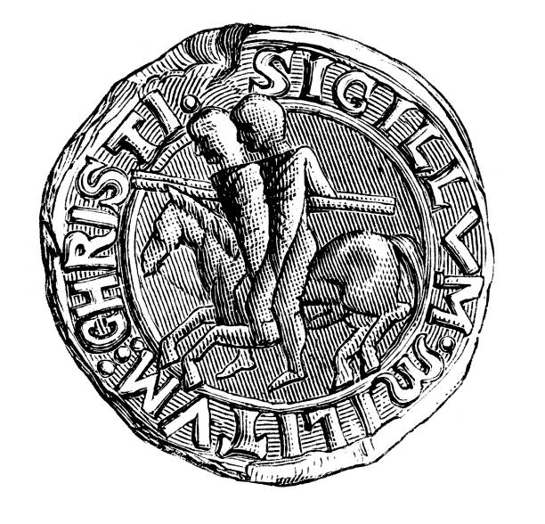 Seal of the Knights Templar Vintage engraving of the seal of the Knights Templar. knights templar symbols stock illustrations