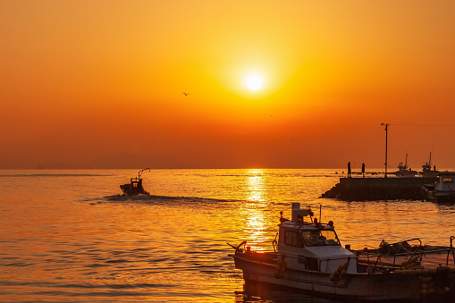 Sunset scenery of Tongyeong, South Korea