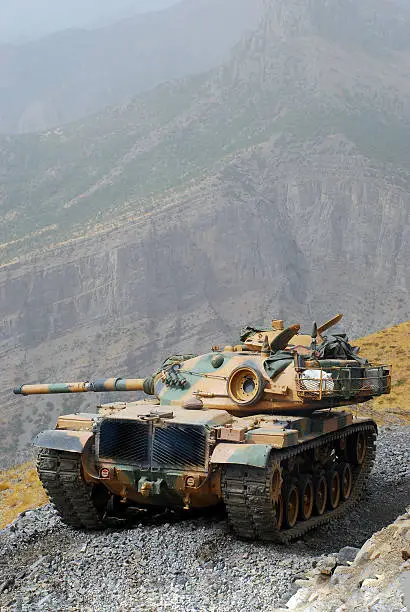 "M60 Army tank in battlefield, Iraq."