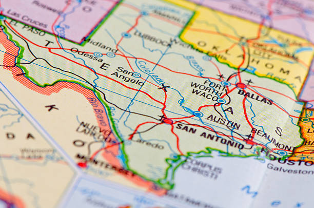 istock Close-up of Texas on a roadmap 185004338