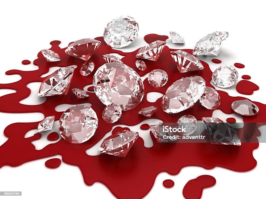 Blood diamonds Diamonds standing on blood splash. Blood Stock Photo