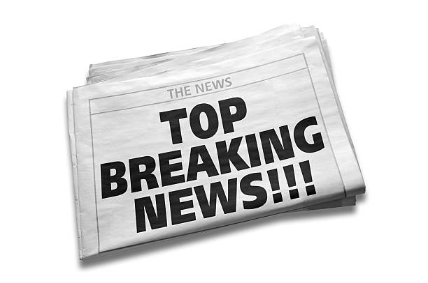 istock Top Breaking News Headline on first page in newspaper, isolated 185005207