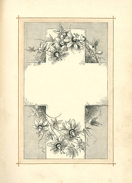 クロス、パッションフラワーデコレーション（1883 - cross border点のイラスト素材／クリップアート素材／マンガ素材／アイコン素材