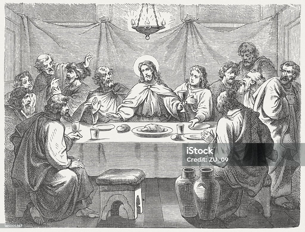 Jesus und seine disciples beim letzten Abendmahl - Lizenzfrei Letztes Abendmahl Stock-Illustration